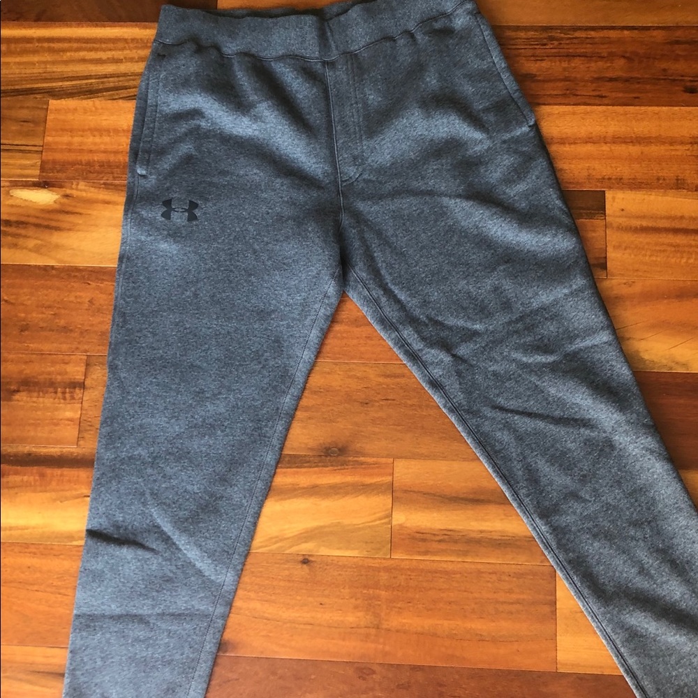 Under Armour Mens Logo Stretch Athletic Slash Pocket Pull On Sweatpants Gray XL